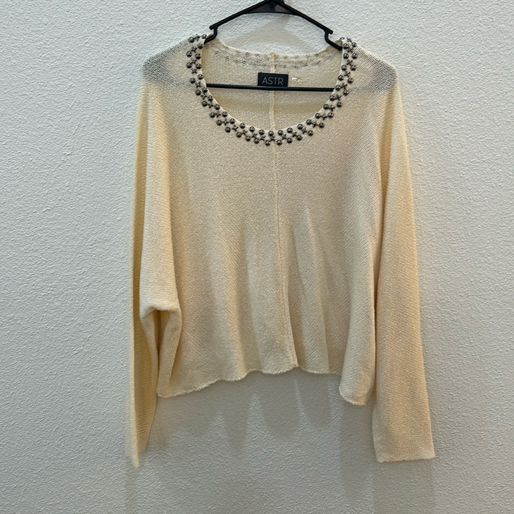 ASTR Embellished Neckline Sweater Size Large